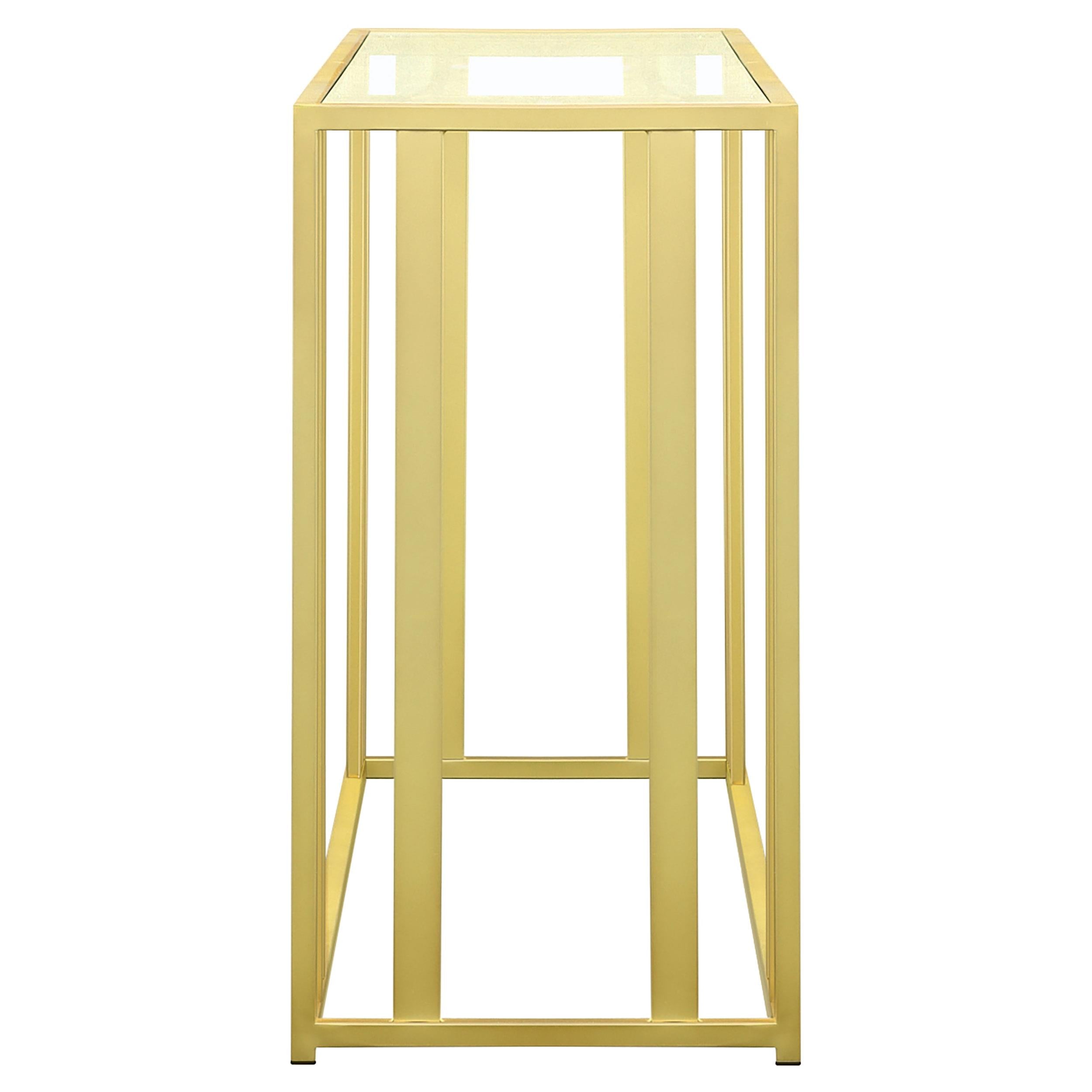 Adri Glass Top Entryway Console Table Matte Brass