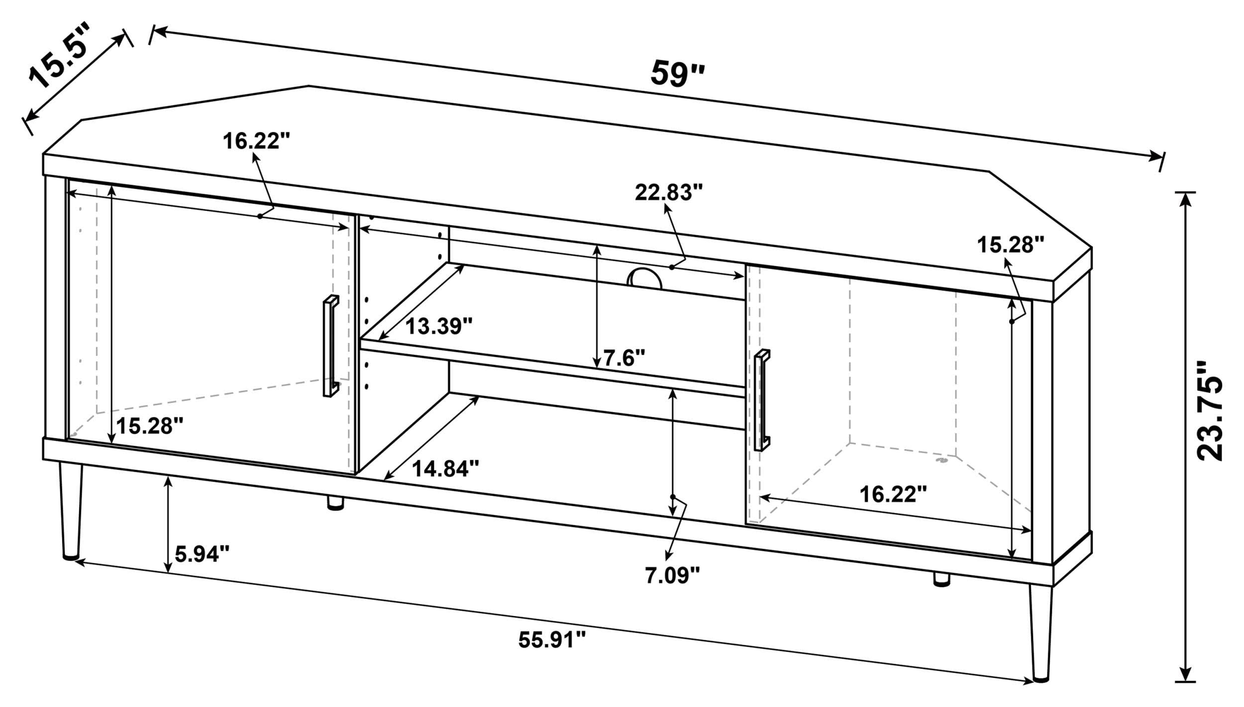 Consola de TV Norwood de 2 puertas con almacenamiento, color gris madera flotante