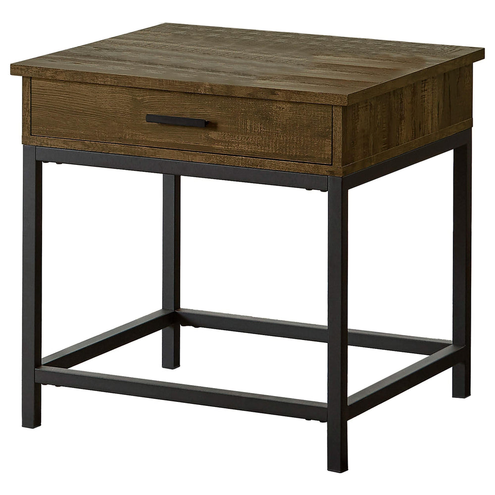 Mesa auxiliar cuadrada de madera de ingeniería Byers con 1 cajón en roble marrón
