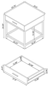 Mesa auxiliar cuadrada de madera de ingeniería Byers con 1 cajón en roble marrón