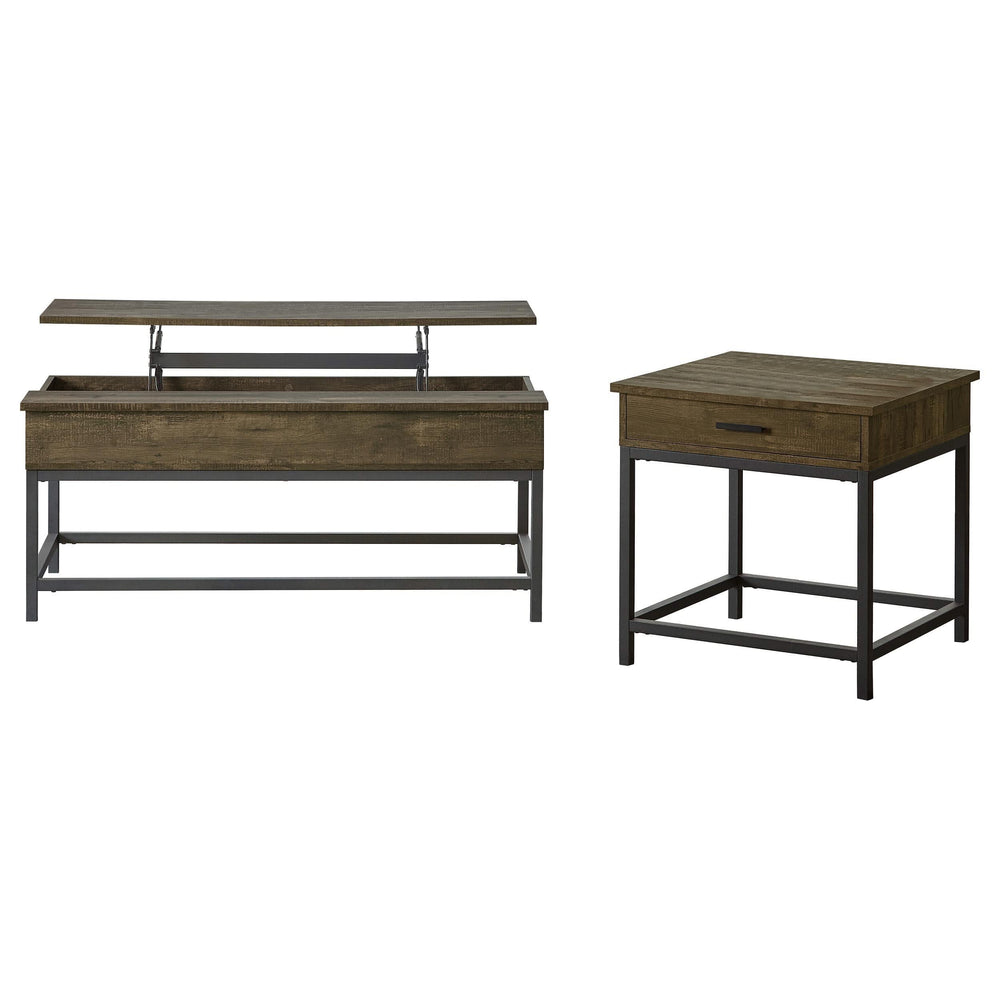 Juego de mesa auxiliar y de centro elevable de 2 piezas Byers en roble marrón
