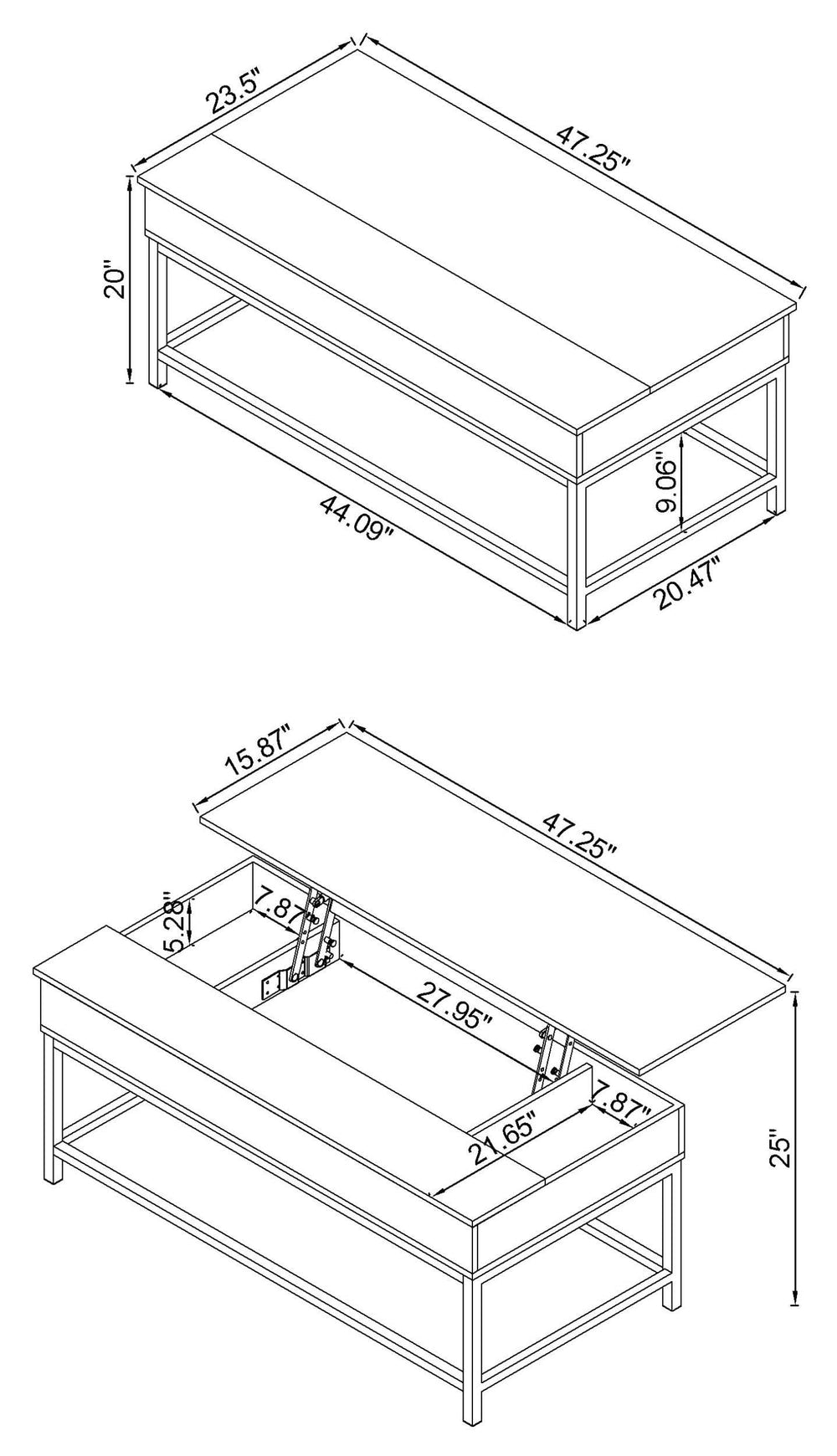 Mesa de centro elevable Byers Engineered Wood de roble marrón