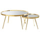 Mesa de centro anidada Kaelyn de 2 piezas con espejo redondo dorado