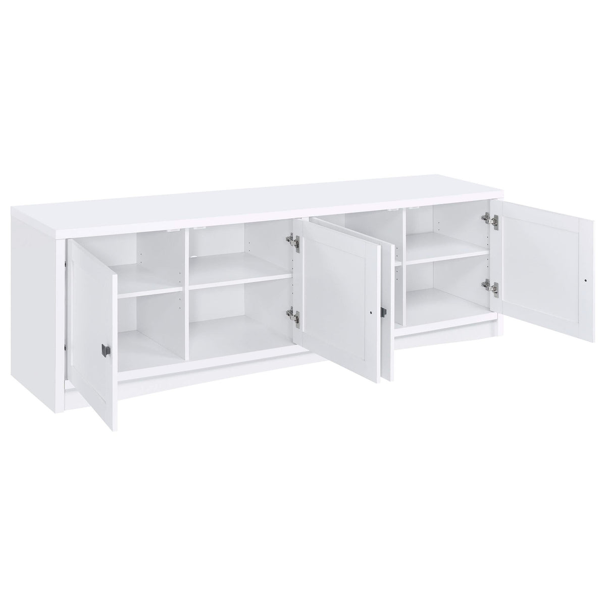 Mueble para TV Laughlin de 78 pulgadas, madera de ingeniería, 4 puertas, color blanco
