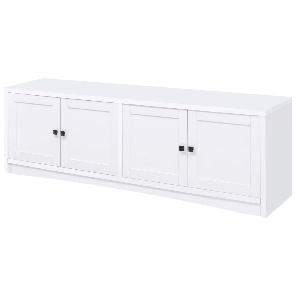 Mueble para TV Laughlin de 78 pulgadas, madera de ingeniería, 4 puertas, color blanco