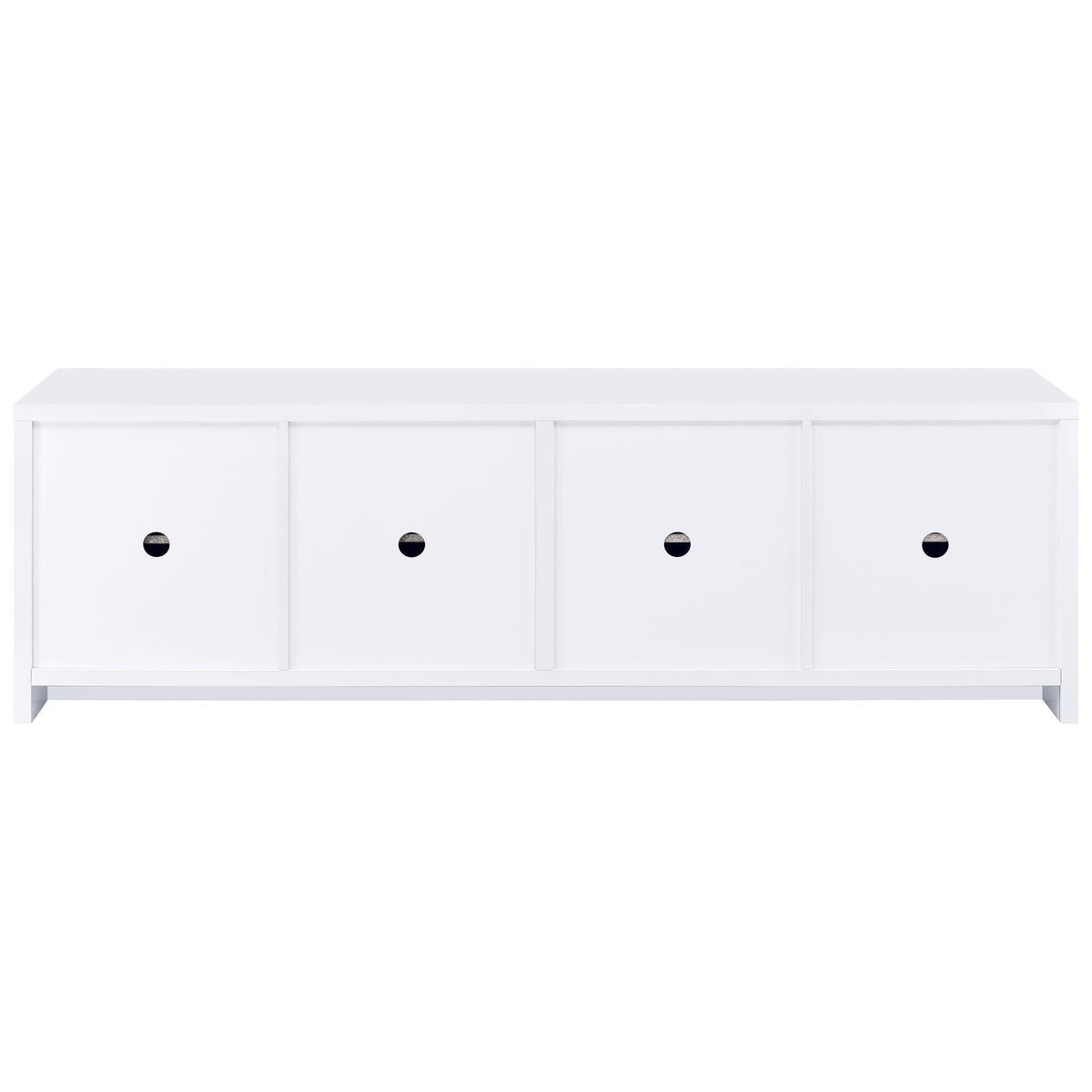 Mueble para TV Laughlin de 78 pulgadas, madera de ingeniería, 4 puertas, color blanco