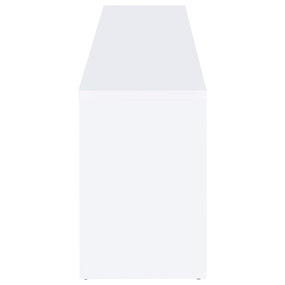 Mueble para TV Laughlin de 78 pulgadas, madera de ingeniería, 4 puertas, color blanco