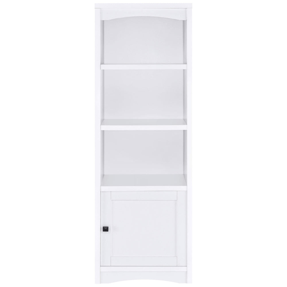 Torre multimedia Laughlin de 3 estantes de madera de ingeniería, color blanco