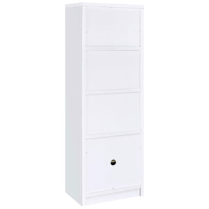 Torre multimedia Laughlin de 3 estantes de madera de ingeniería, color blanco