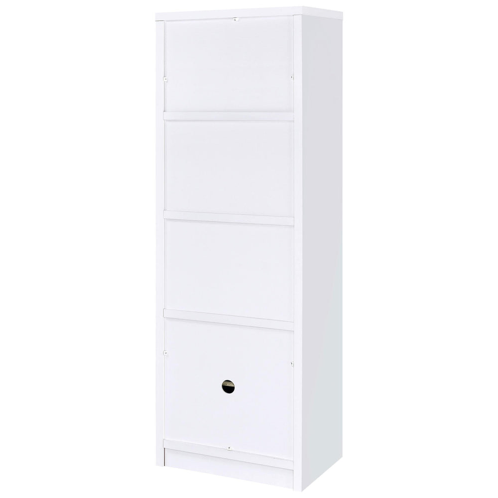Torre multimedia Laughlin de 3 estantes de madera de ingeniería, color blanco