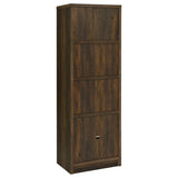 Torre multimedia Laughlin de 3 estantes de madera de ingeniería, pino oscuro
