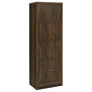 Torre multimedia Laughlin de 3 estantes de madera de ingeniería, pino oscuro