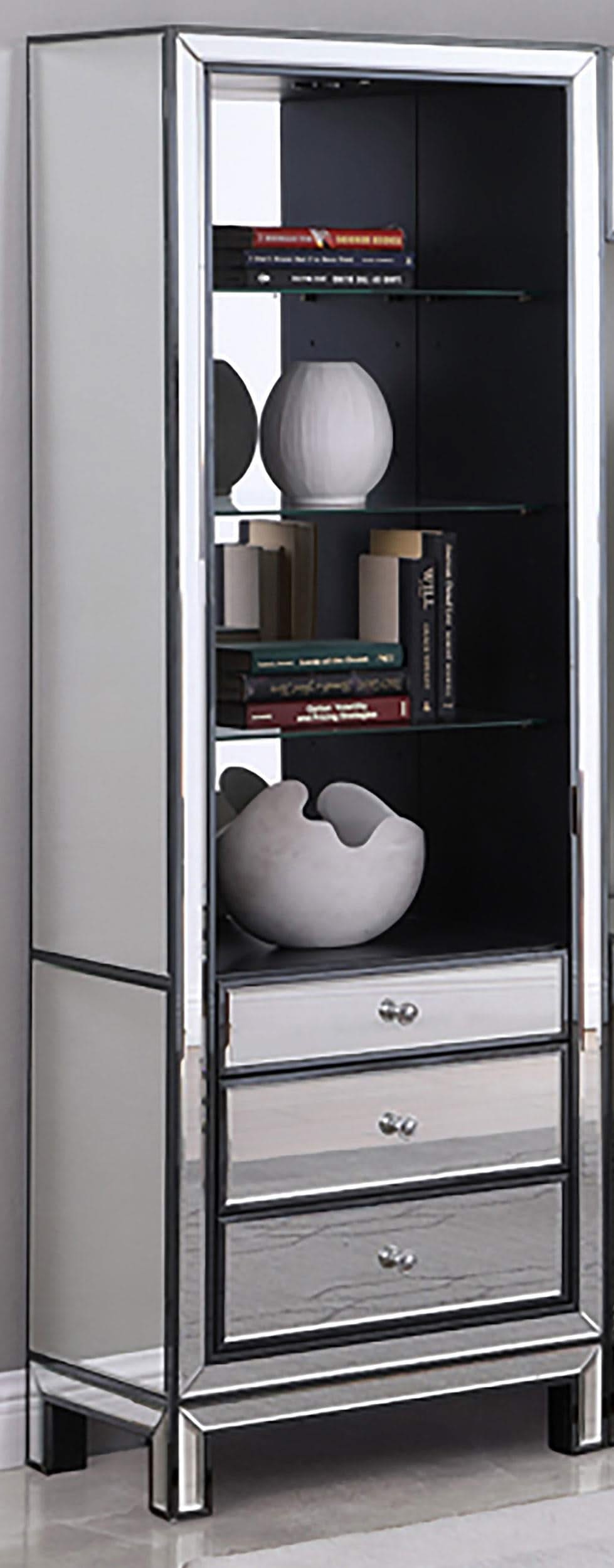 3-drawer Media Tower Black Titanium and Silver