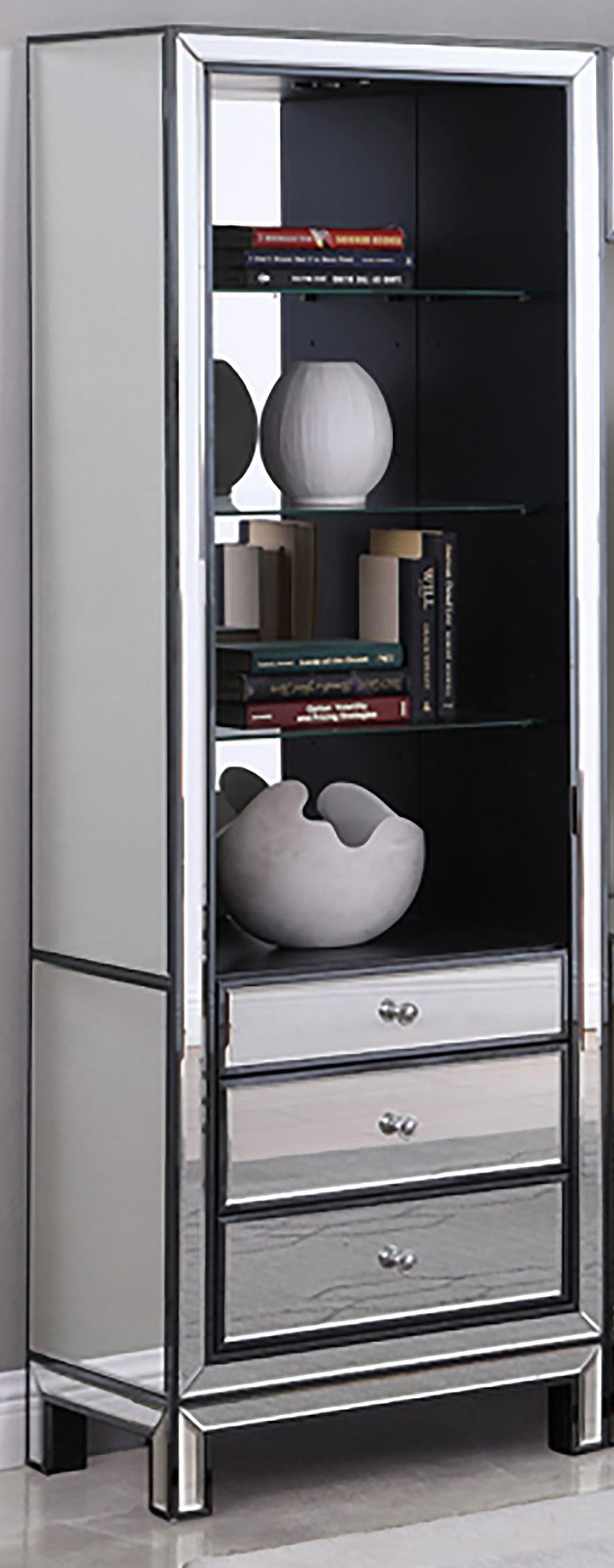 3-drawer Media Tower Black Titanium and Silver