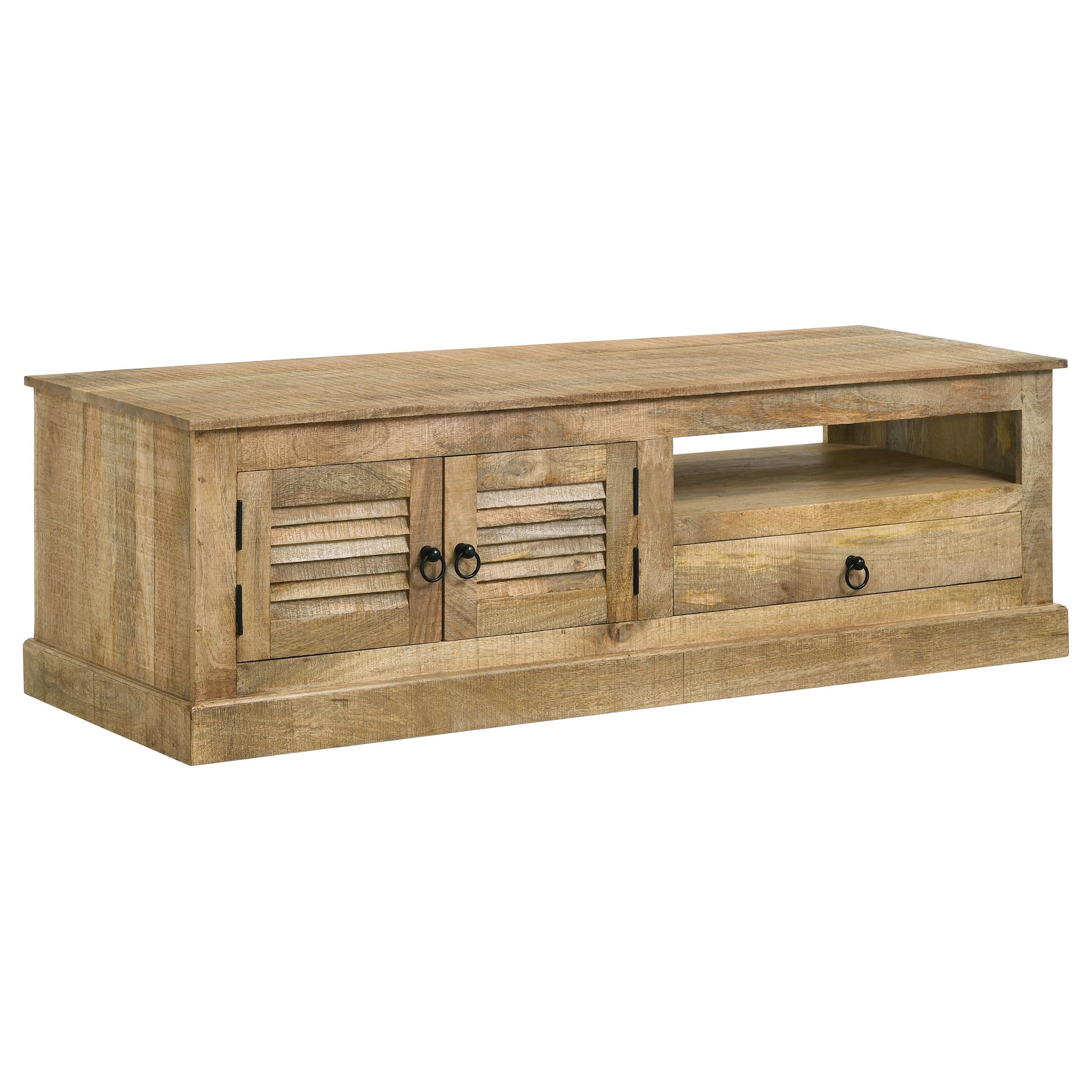 Zabel 2-door Solid Mango Wood 58" TV Stand Natural