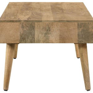 Mesa de centro rectangular de madera de mango Zabel con 1 cajón, color natural