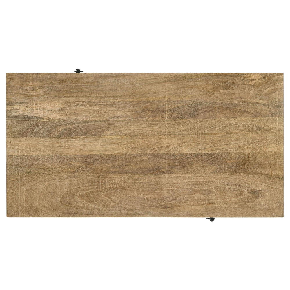 Mesa de centro rectangular de madera de mango Zabel con 1 cajón, color natural