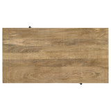 Mesa de centro rectangular de madera de mango Zabel con 1 cajón, color natural