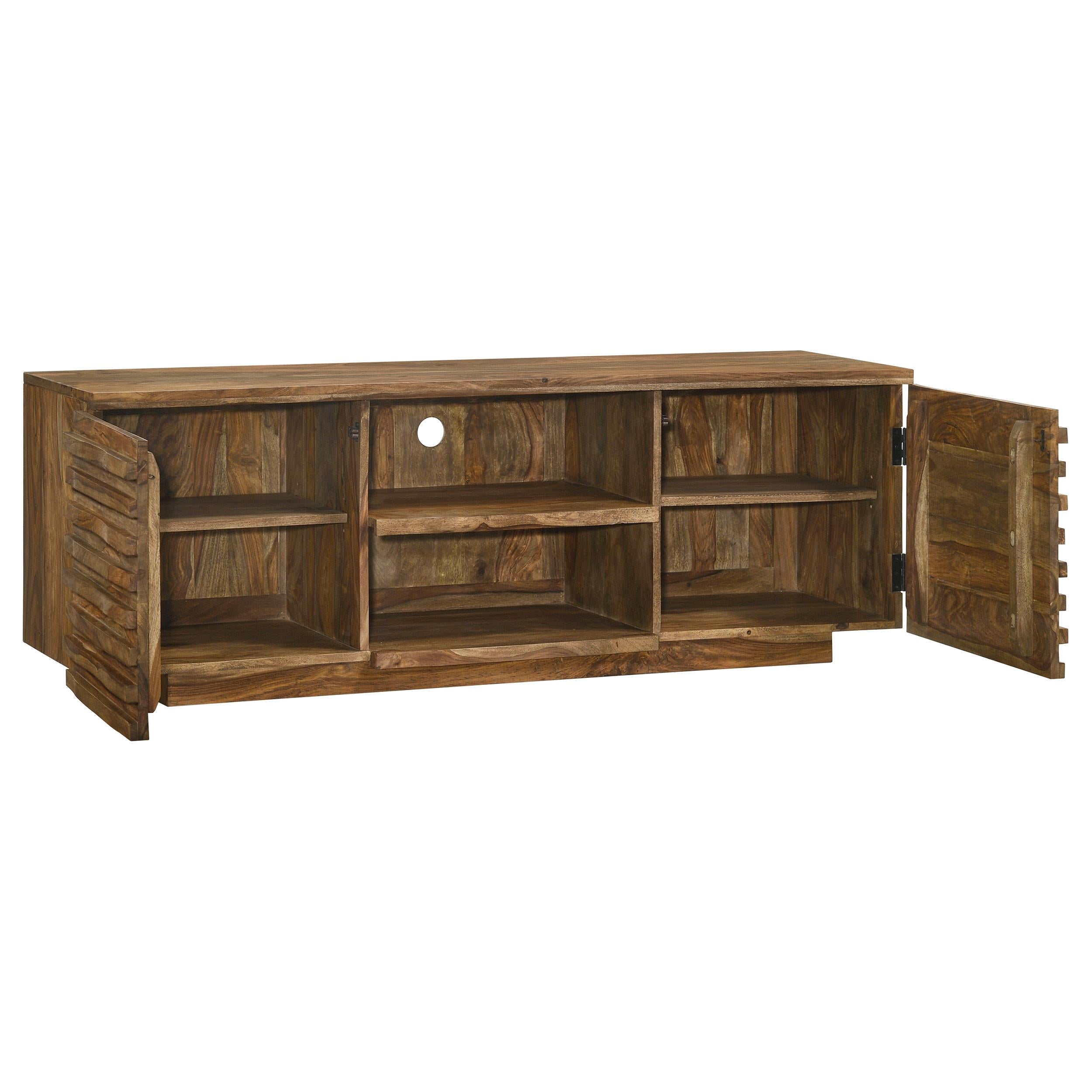 Julia 2-door Solid Sheesham Wood 58-inch TV Stand Natural