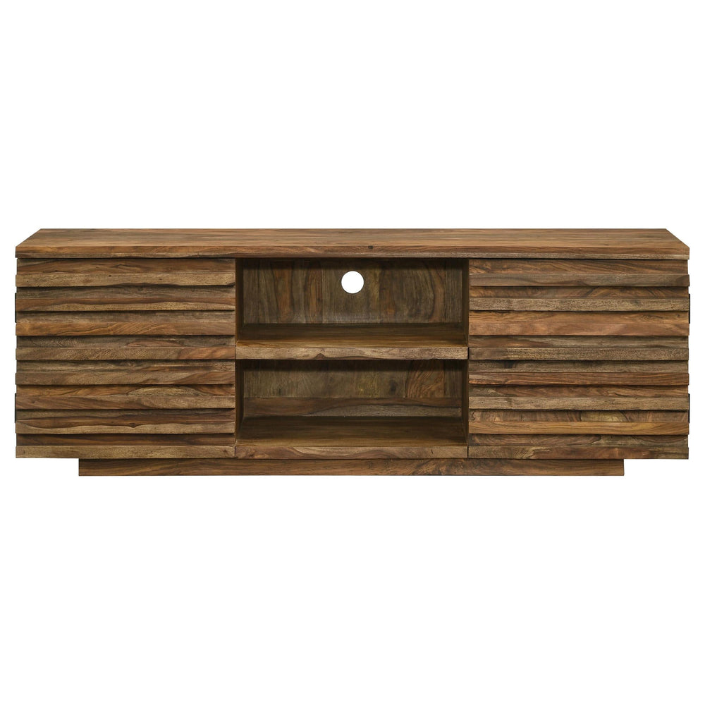 Mueble para TV Julia de 58 pulgadas de madera maciza de sheesham con 2 puertas Natural