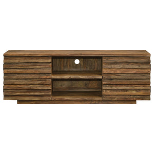 Mueble para TV Julia de 58 pulgadas de madera maciza de sheesham con 2 puertas Natural