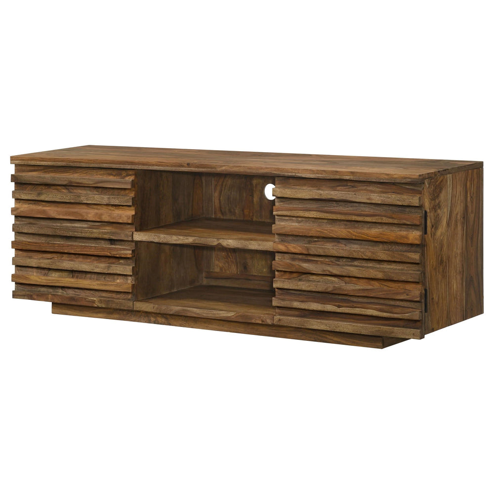 Mueble para TV Julia de 58 pulgadas de madera maciza de sheesham con 2 puertas Natural