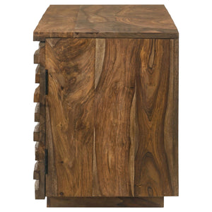Mueble para TV Julia de 58 pulgadas de madera maciza de sheesham con 2 puertas Natural