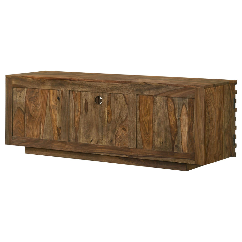 Mueble para TV Julia de 58 pulgadas de madera maciza de sheesham con 2 puertas Natural