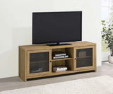 Consola de TV rectangular con puerta de malla Bristol en roble dorado y bronce