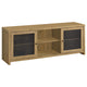 Consola de TV rectangular con puerta de malla Bristol en roble dorado y bronce