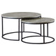 Mesa de centro redonda anidada Lainey de dos piezas en imitación de mármol, gris