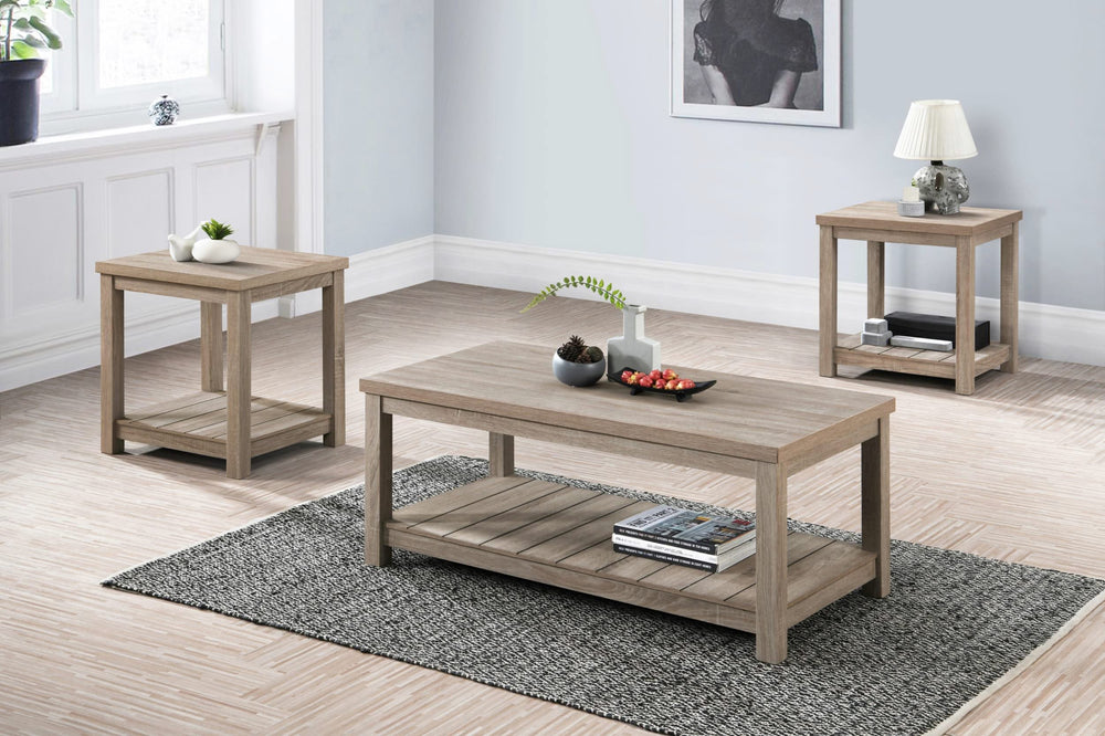 Juego de mesa de centro Colter de 3 piezas de madera de ingeniería en color greige