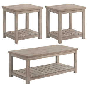 Juego de mesa de centro Colter de 3 piezas de madera de ingeniería en color greige