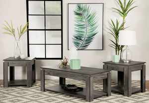 Juego de mesa de centro rectangular Donal de 3 piezas, gris desgastado