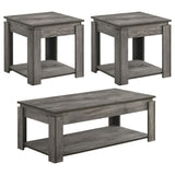 Juego de mesa de centro rectangular Donal de 3 piezas, gris desgastado
