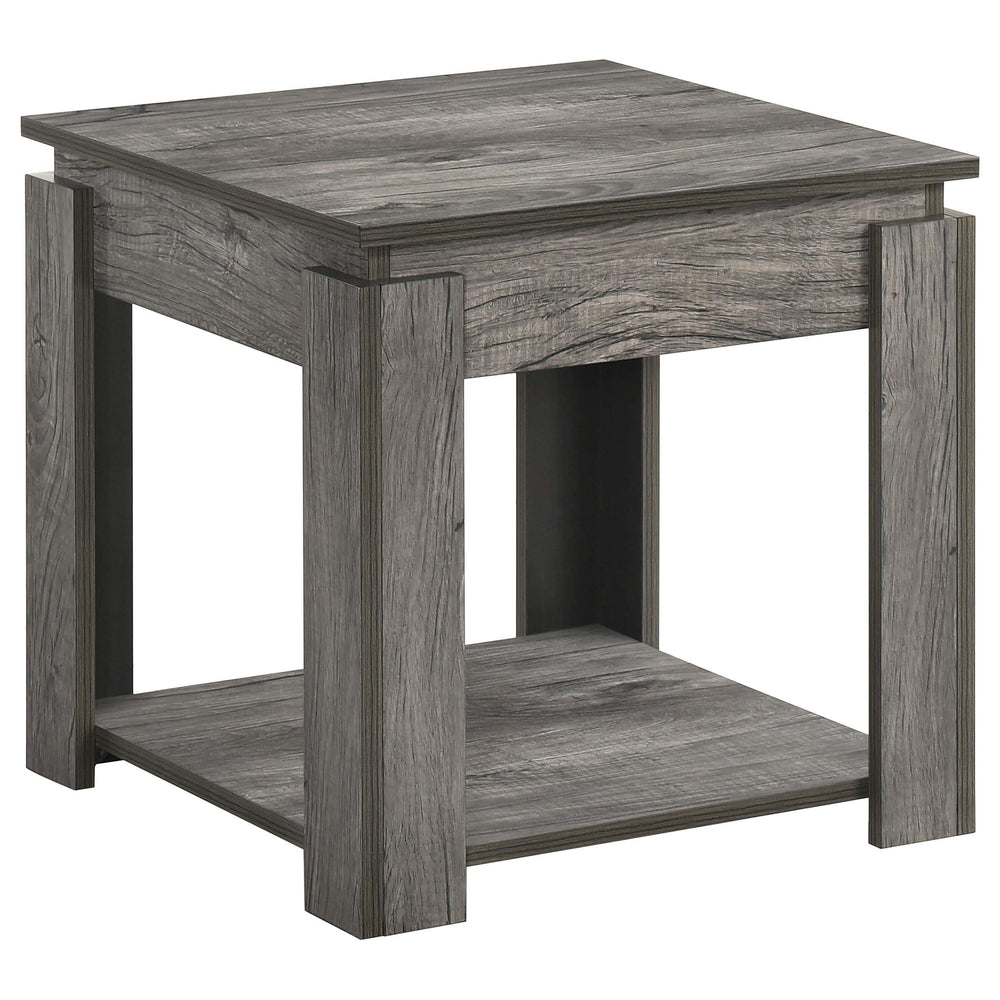 Juego de mesa de centro rectangular Donal de 3 piezas, gris desgastado