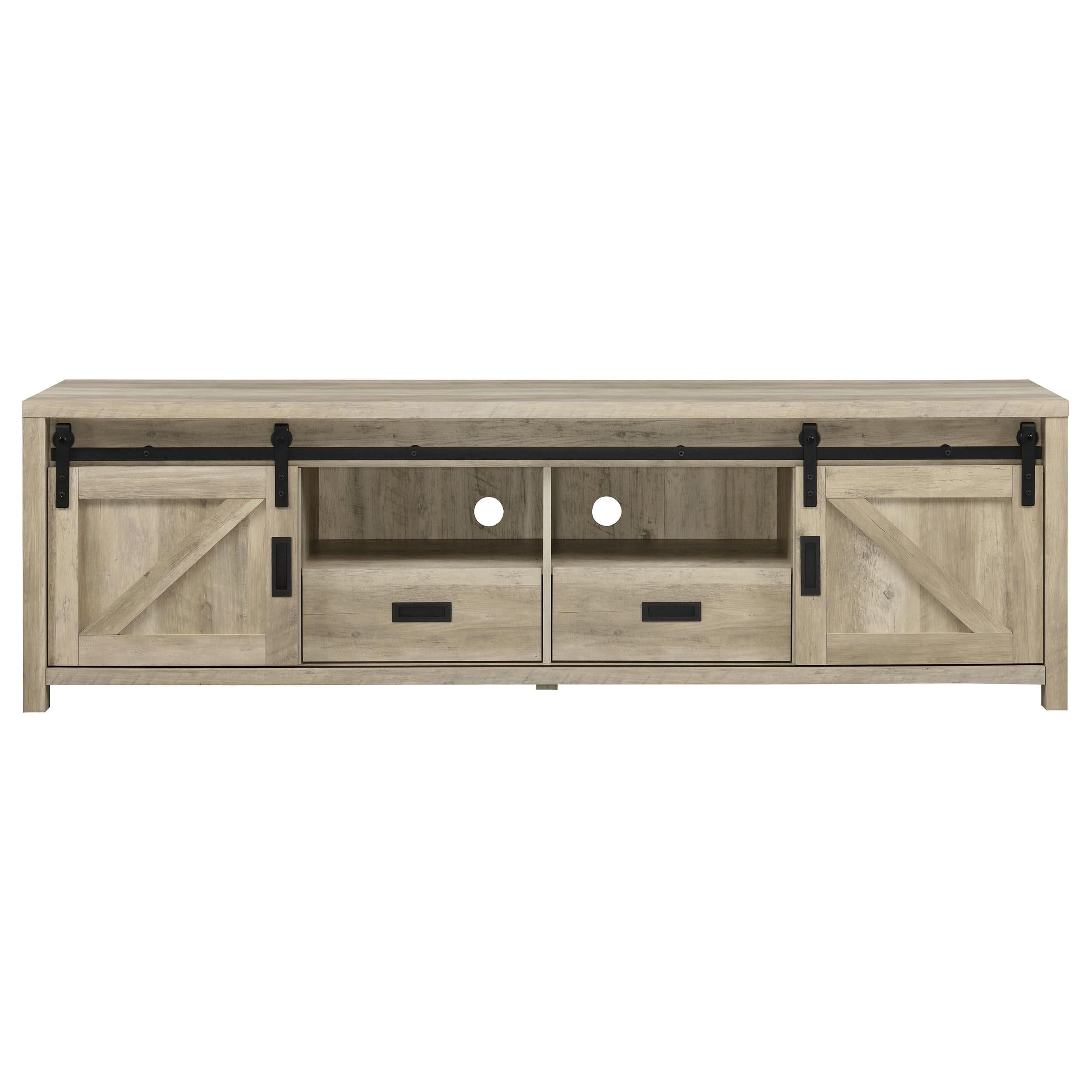 Mueble para TV Madra de 2 puertas de madera de ingeniería de 79 pulgadas, pino envejecido