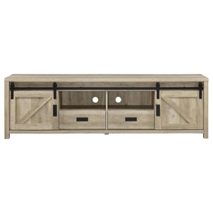 Mueble para TV Madra de 2 puertas de madera de ingeniería de 79 pulgadas, pino envejecido