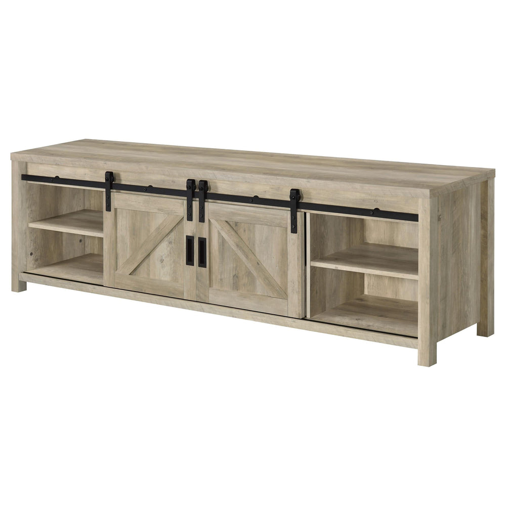 Mueble para TV Madra de 2 puertas de madera de ingeniería de 79 pulgadas, pino envejecido