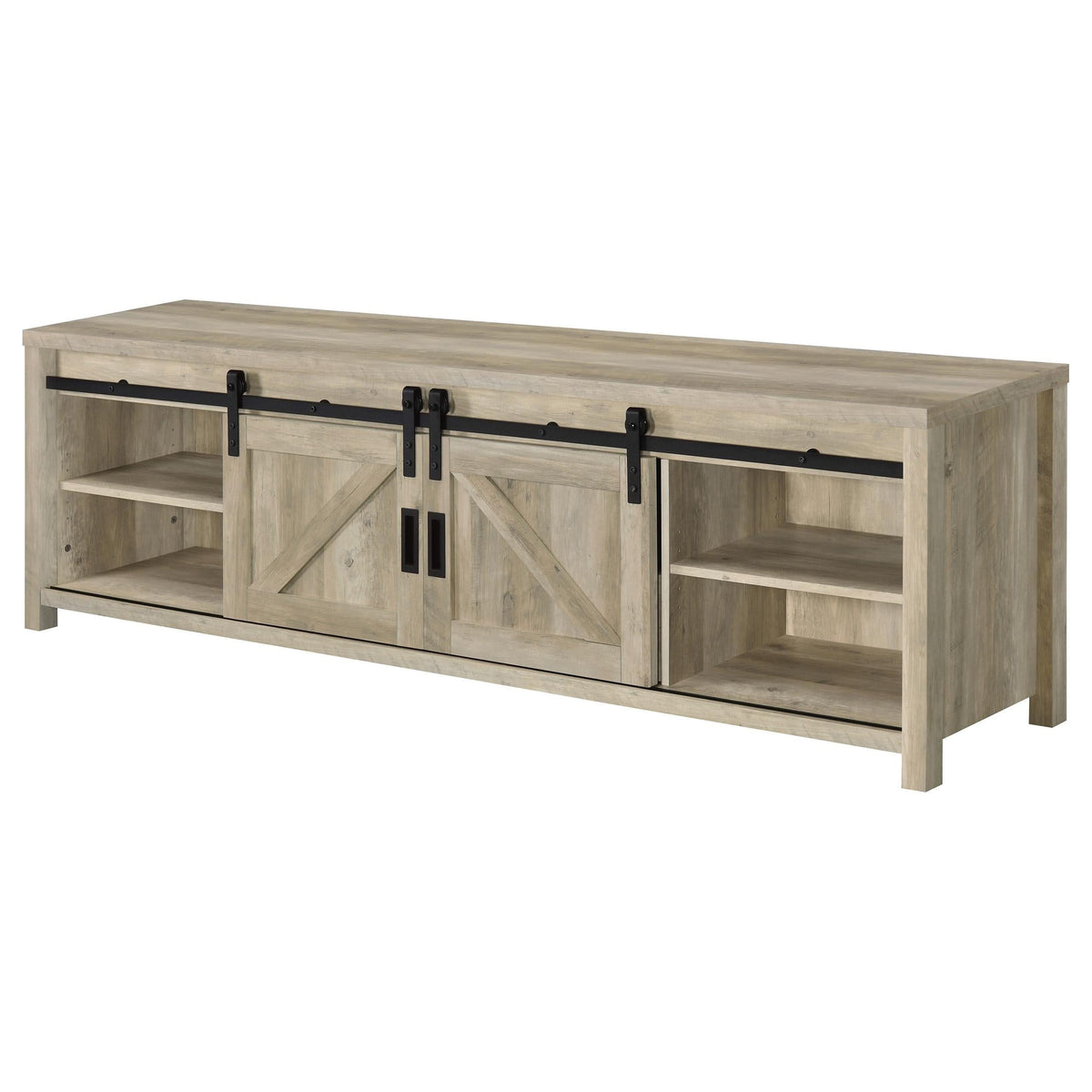 Mueble para TV Madra de 2 puertas de madera de ingeniería de 79 pulgadas, pino envejecido