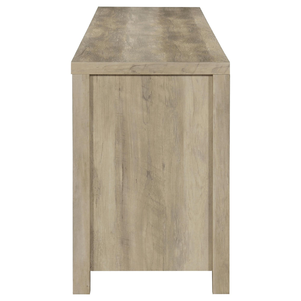 Mueble para TV Madra de 2 puertas de madera de ingeniería de 79 pulgadas, pino envejecido