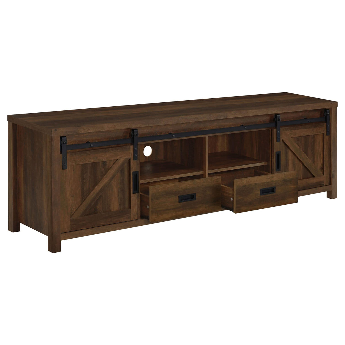 Mueble para TV Madra de 2 puertas de madera de ingeniería de 79 pulgadas en pino oscuro