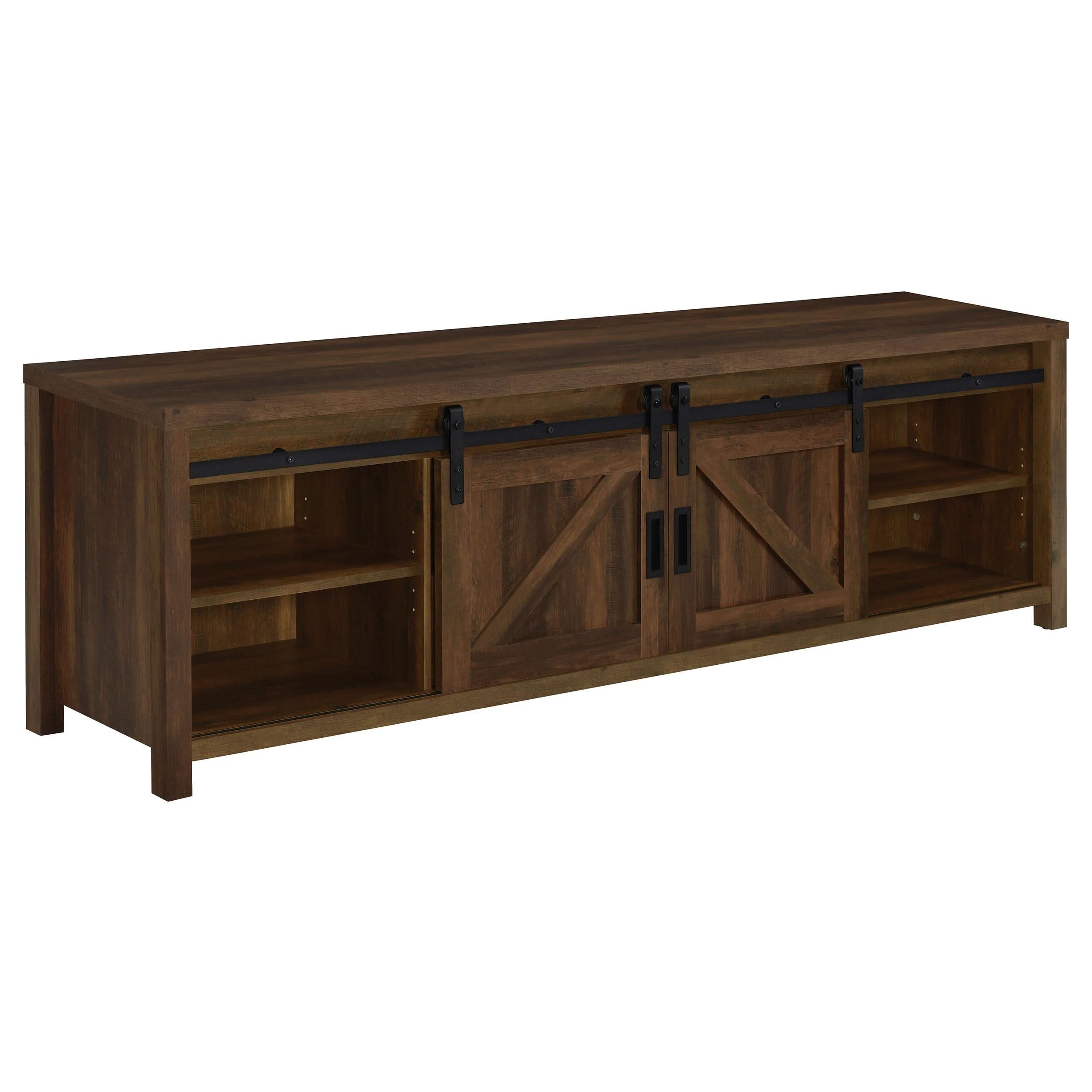 Mueble para TV Madra de 2 puertas de madera de ingeniería de 79 pulgadas en pino oscuro