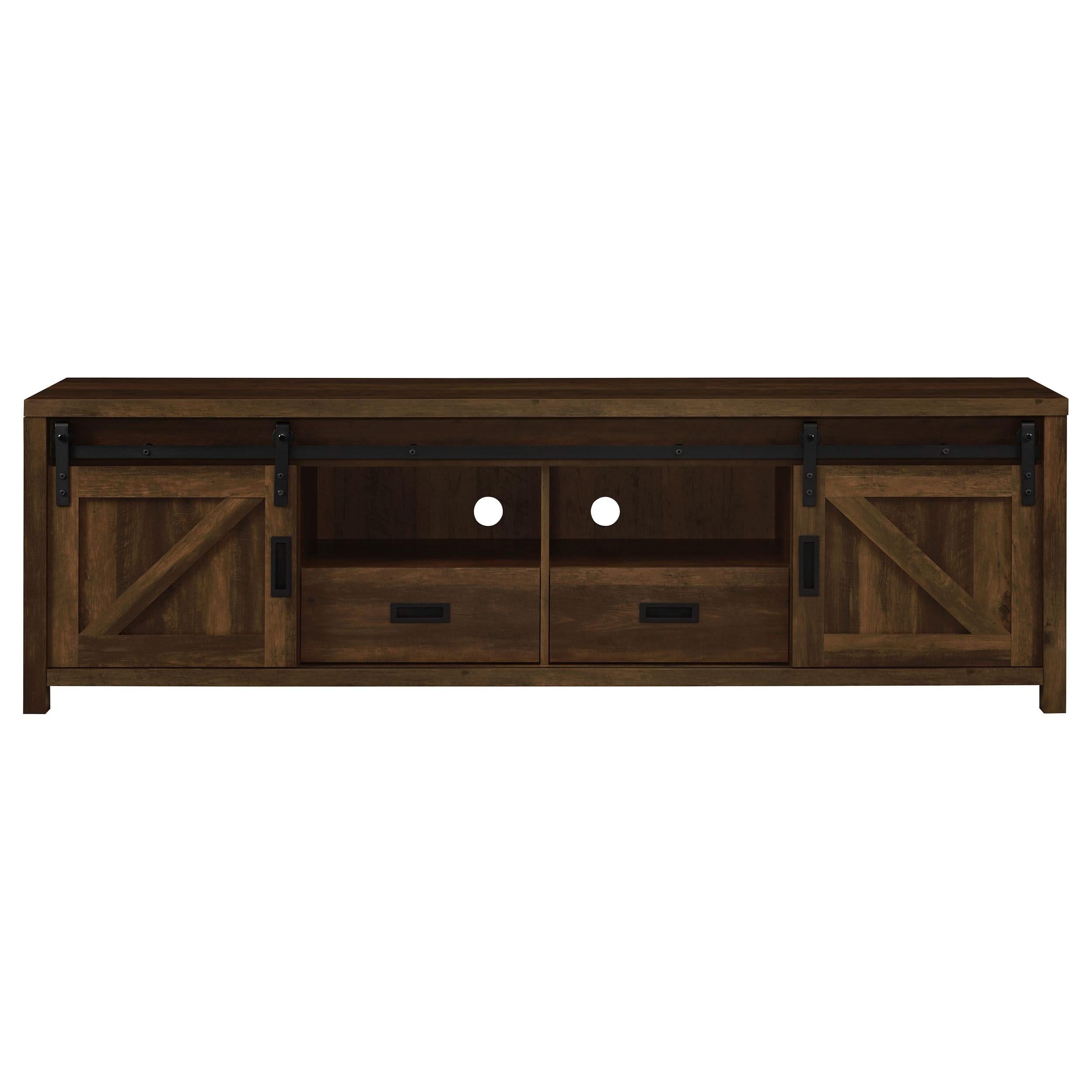 Mueble para TV Madra de 2 puertas de madera de ingeniería de 79 pulgadas en pino oscuro