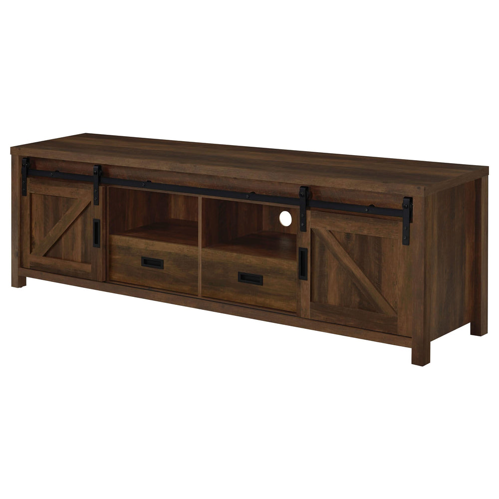 Mueble para TV Madra de 2 puertas de madera de ingeniería de 79 pulgadas en pino oscuro