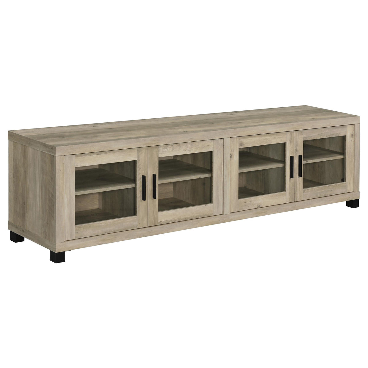 Mueble para TV Sachin de 4 puertas de madera de ingeniería de 79 pulgadas en pino envejecido