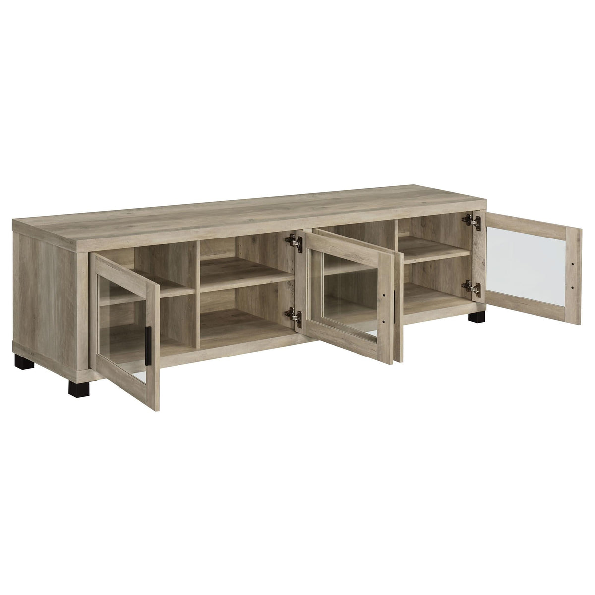 Mueble para TV Sachin de 4 puertas de madera de ingeniería de 79 pulgadas en pino envejecido