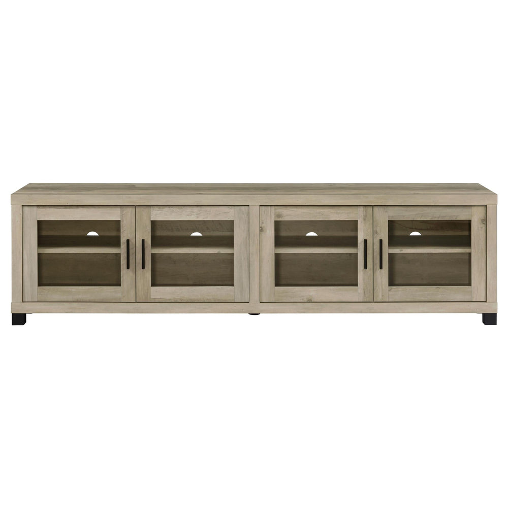 Mueble para TV Sachin de 4 puertas de madera de ingeniería de 79 pulgadas en pino envejecido