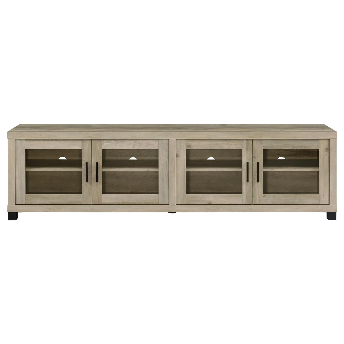 Mueble para TV Sachin de 4 puertas de madera de ingeniería de 79 pulgadas en pino envejecido