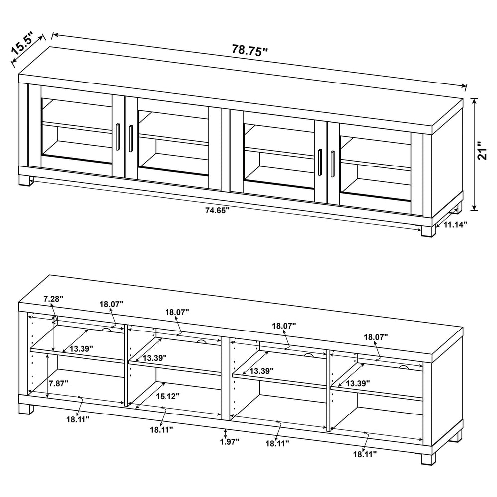 Mueble para TV Sachin de 4 puertas de madera de ingeniería de 79 pulgadas en pino envejecido